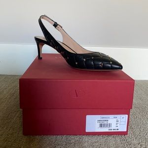 Valentino Slingback Rockstud Kitten Heel Pump